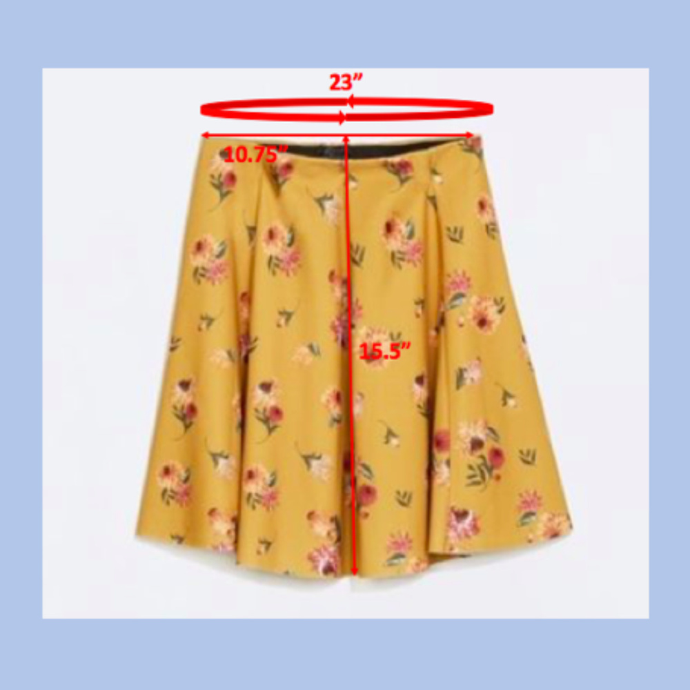 🌟ZARA Mustard Floral A-Line Flare Skirt🌟